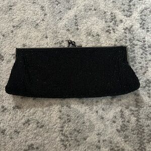 great condition black beaded clutch with chain
